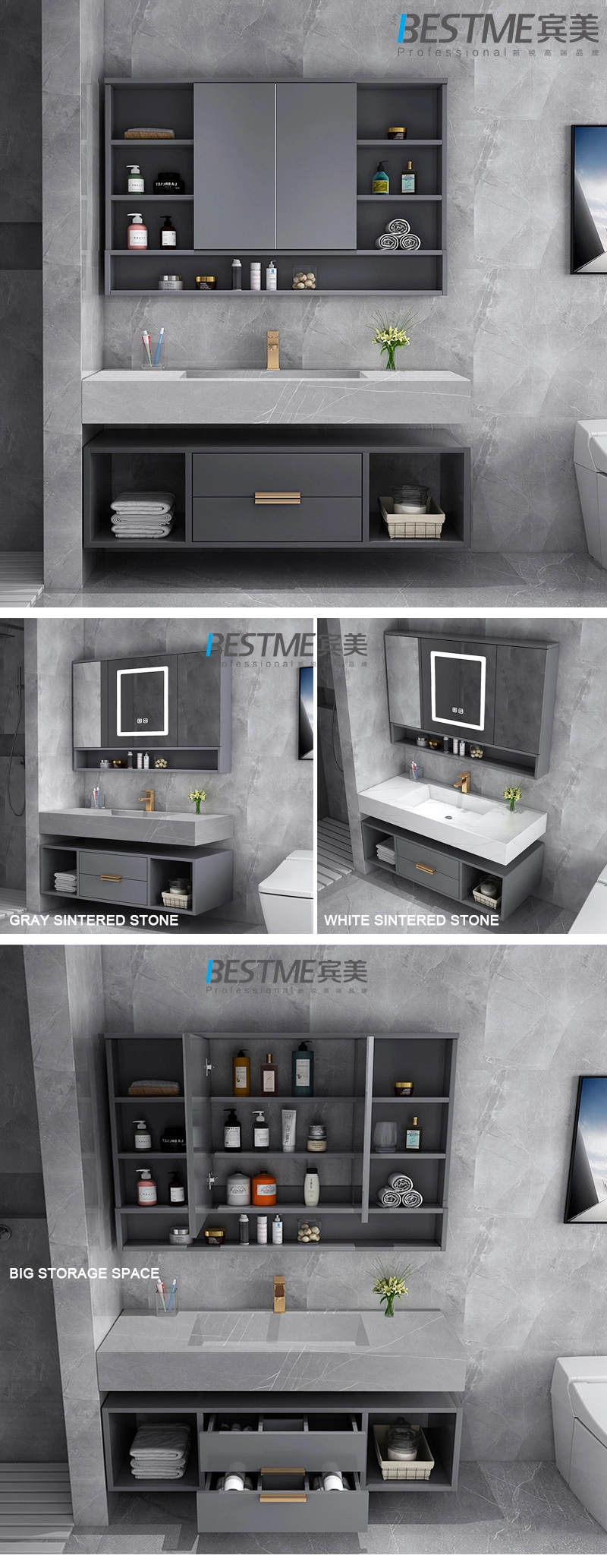 Guangdong Fatctoy ODM LED Smart Mirror Customized Size Color Basin Bathroom Vanity Cabinet (BY-X8005)