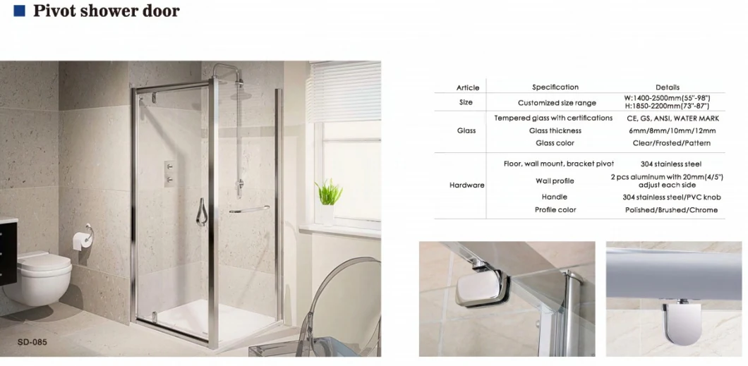 New Design Tempered Glass 10/12mm Whole Shower Room with Glass Sliding Door