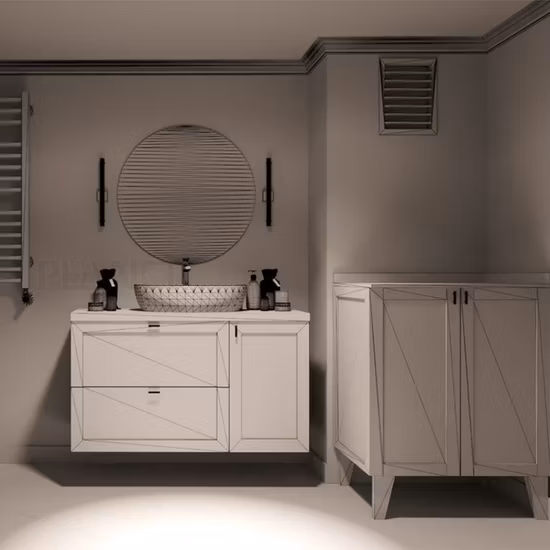 Vanité de salle de bain suspendue au mur d'un hôtel moderne italien Armoire flottante Armoires de vanité de salle de bain