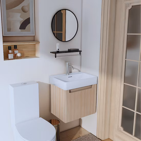 Vanités de salle de bains commerciales Vama Wall Hung Cabinet avec vasque pour projet d'hôtel