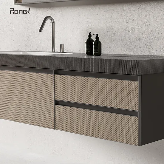 Ensemble de meuble-lavabo double suspendu noir et lavabo 1200 mm