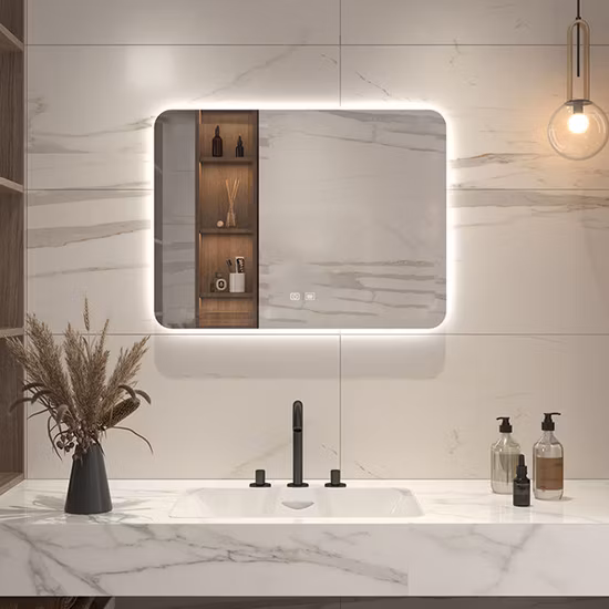 Usine Mur Décor À La Maison Décoration Salon Meubles Maquillage Cosmétique Smart Vanity Salle De Bains Éclairé Illuminé Rétro-Éclairé LED Miroir avec Lumières Désembuage Bluetooth