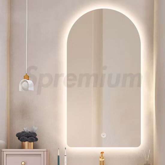 Miroirs de salon de coiffure LED de mur d'angle voûté pleine longueur de fantaisie de vente chaude